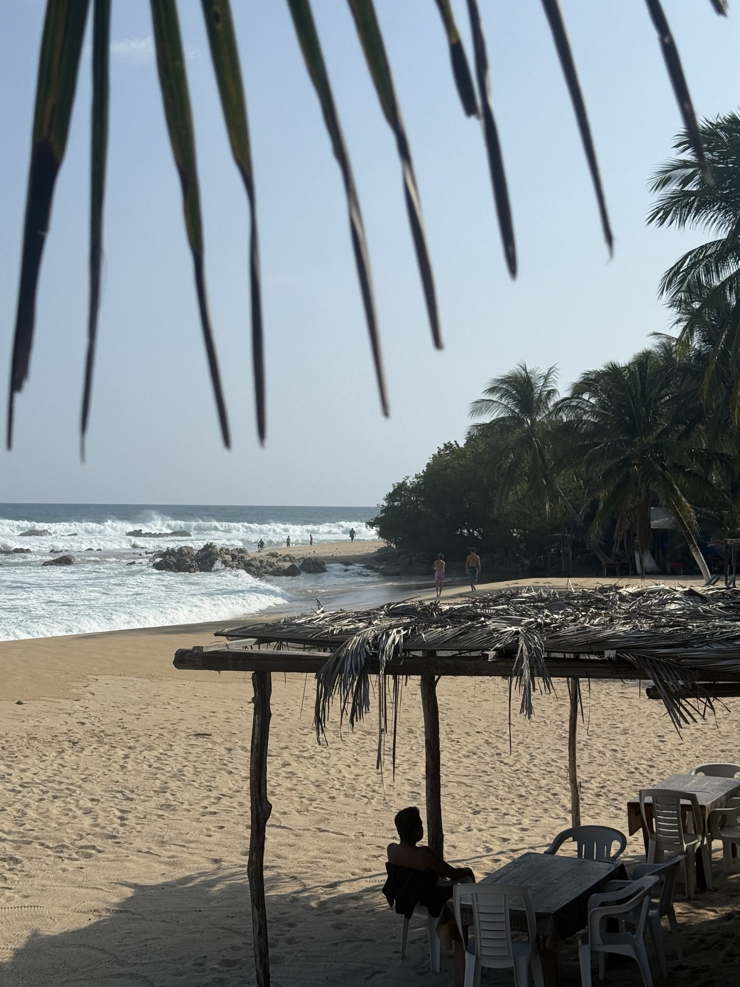 Strandbar mit Palmdach am Nossa Beach Club